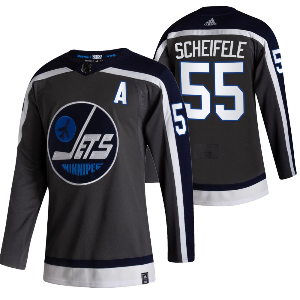 2021 Adidias Winnipeg Jets #55 Mark Scheifele Black Men Reverse Retro Alternate NHL Jersey